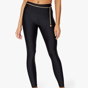 WeWoreWhat Chain High Rise Metallic Leggings Black
